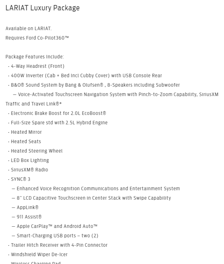 Ford Maverick Std features not on window sticker Screenshot 2023-11-17 214115