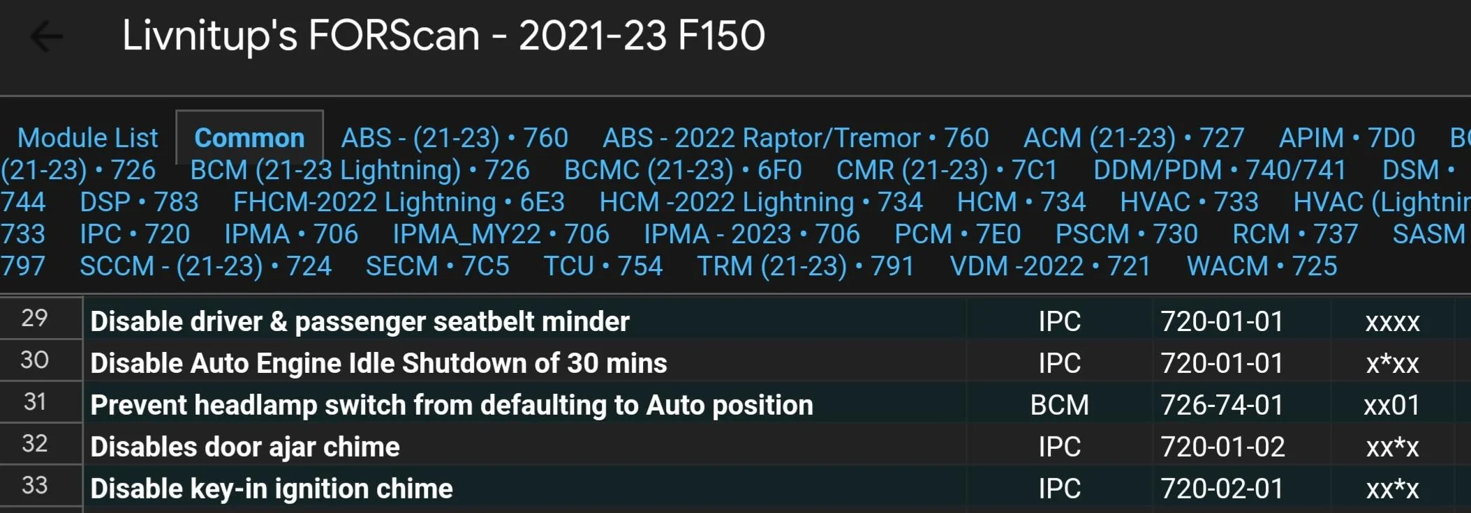 Ford Maverick How to ForScan Door Chime Away Screenshot_20231116-232336_Samsung Internet