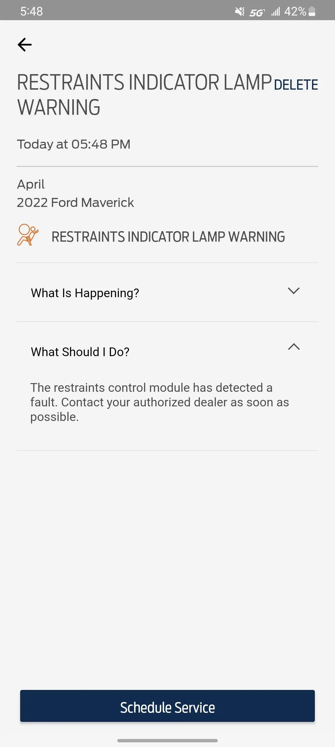 Ford Maverick Rear belt monitor fault help Screenshot_20231125_174857_FordPass