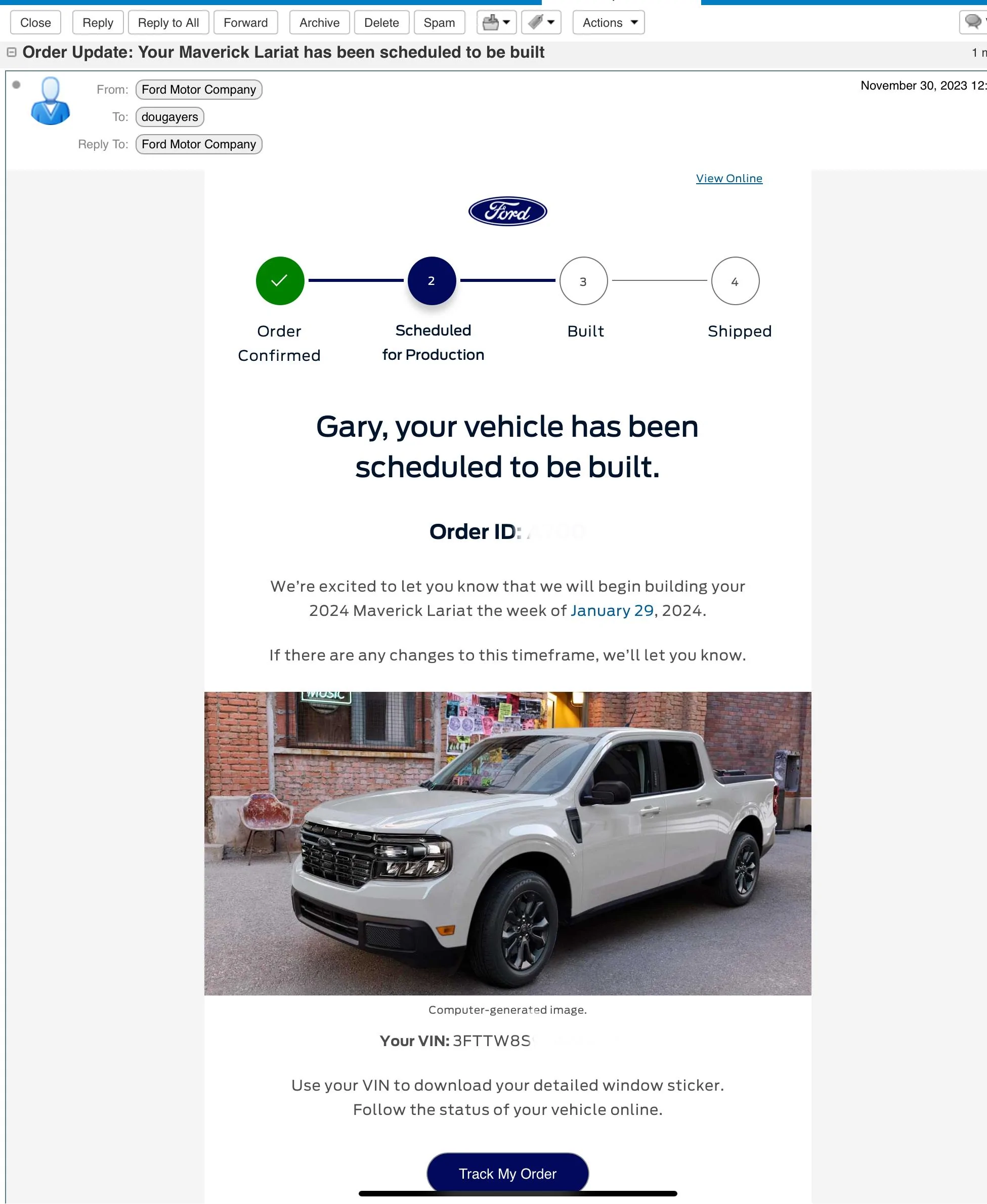 Ford Maverick Got my build date today IMG_1488