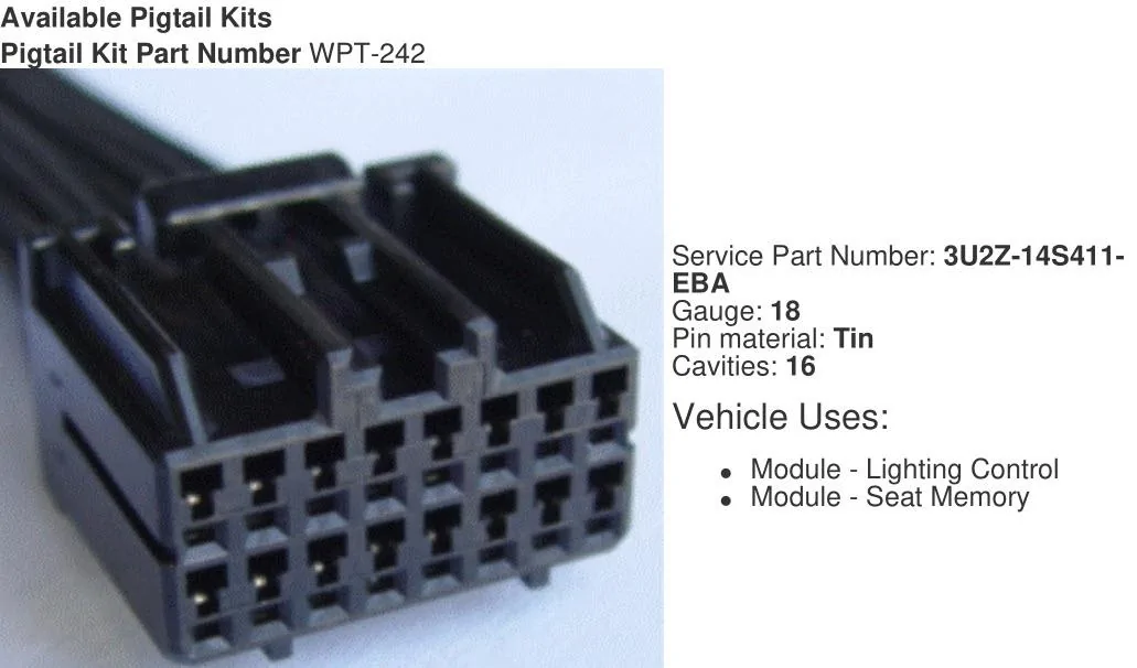 Ford Maverick NJ6T-14G229-BB connector TCU 16 POS Female Connector - Ford 3U2Z-14S411-EBA