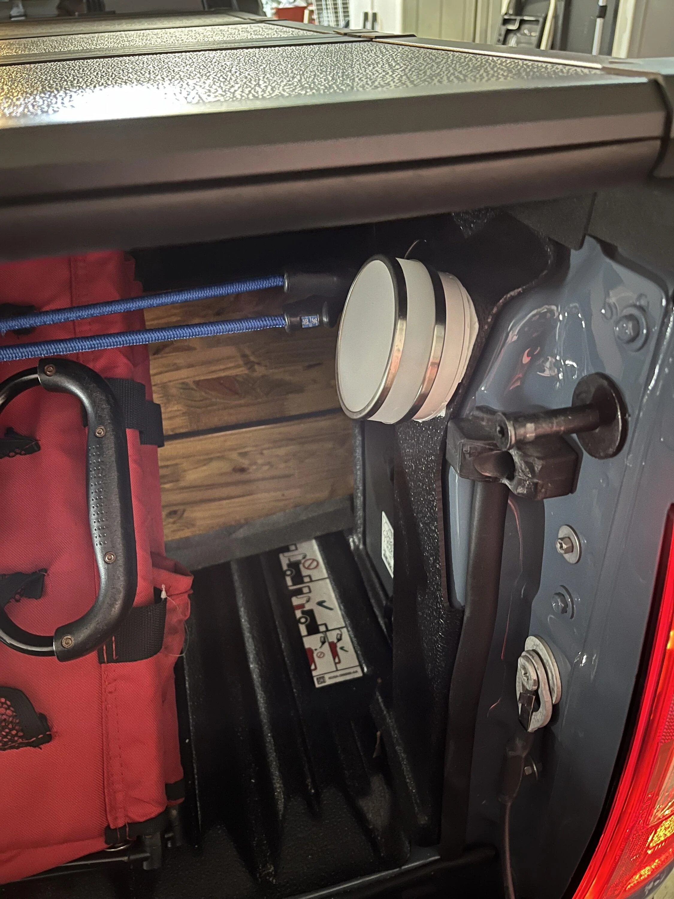 Ford Maverick Tailgate Area LED closet lights added IMG_6586
