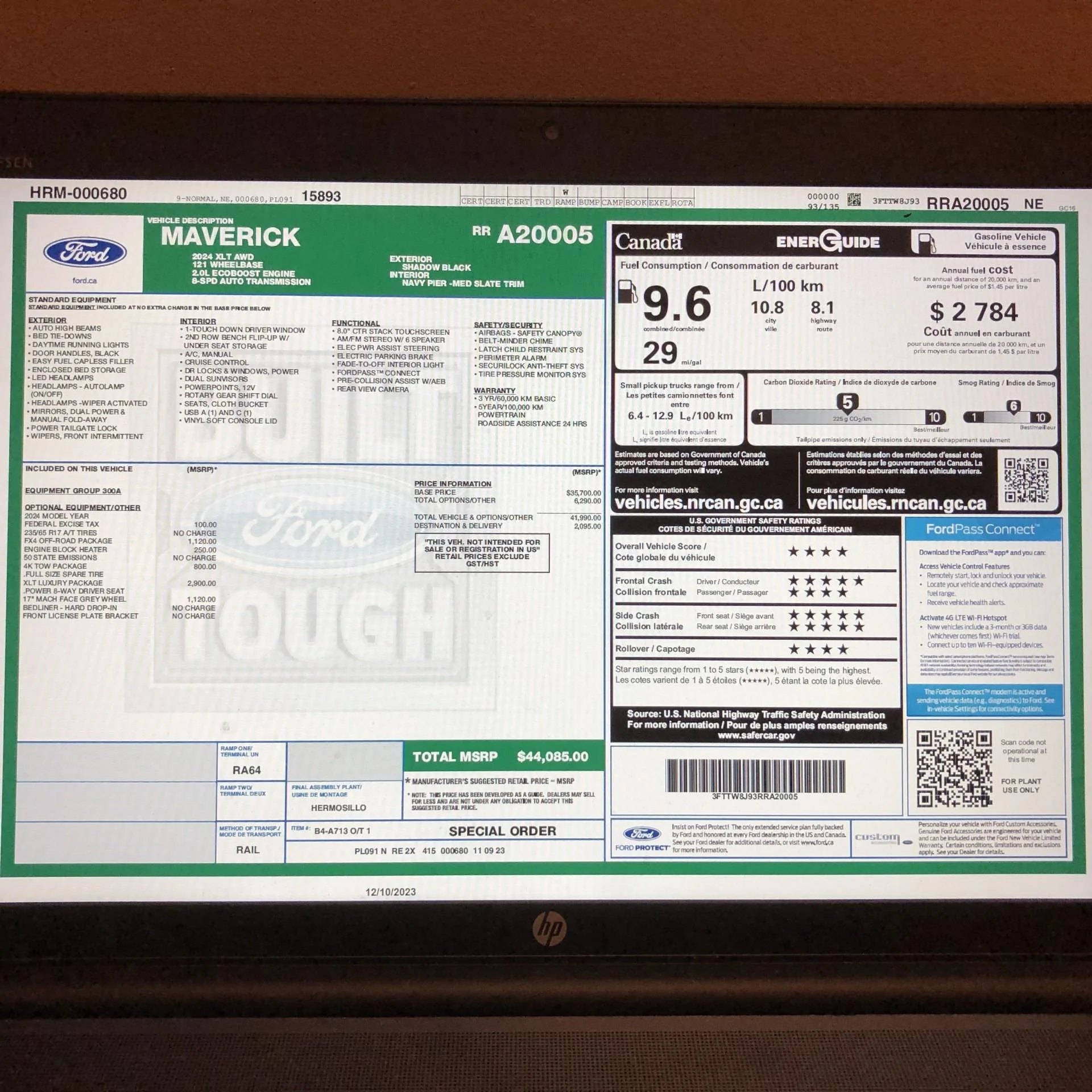 Ford Maverick Here's a 2024 Window Sticker for Canada My2024 Window Window Sticker