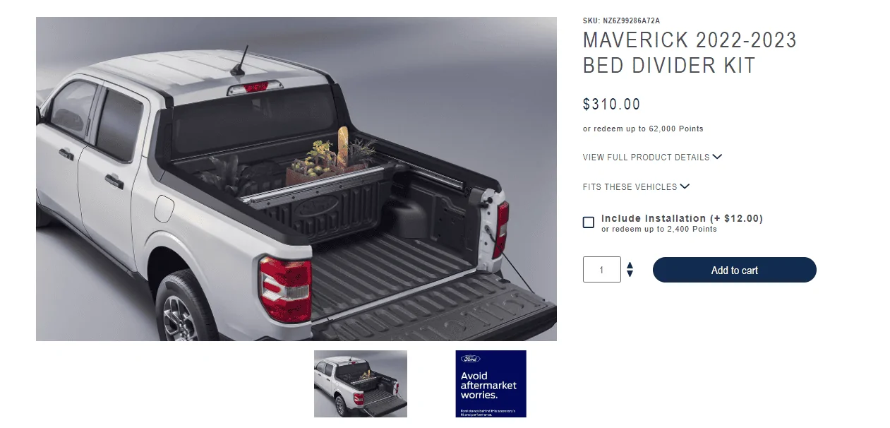 Ford Maverick Ford Bed Divider Kit 1702318895920
