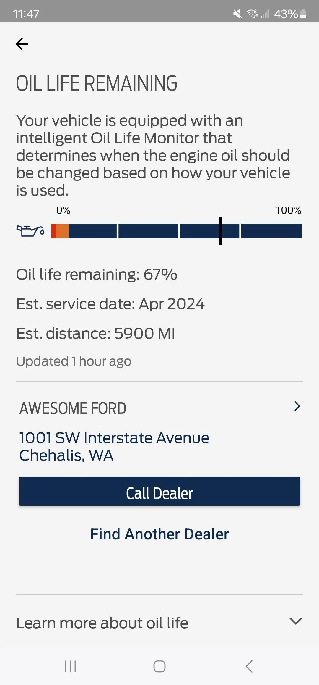 Ford Maverick Oil Life / Sensor Readings Screenshot_20231211_114722_FordPass