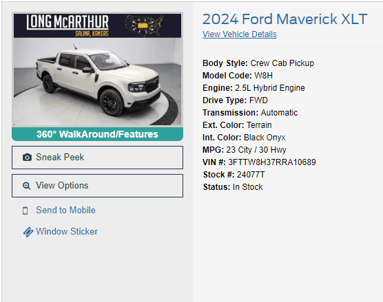 Ford Maverick 24 Hybrid Lariat Terrain? Screenshot 2023-12-13 162124