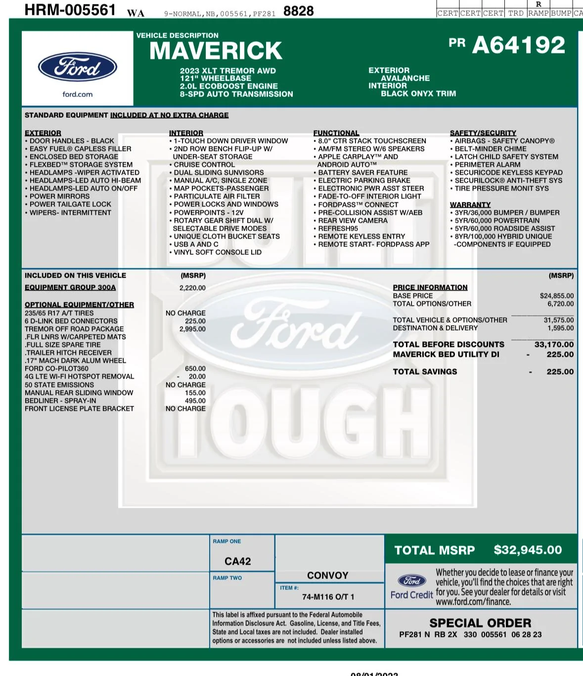 Ford Maverick MSRP $32,945 - 2023 Maverick XLT Tremor - Avalanche Grey - Seattle IMG_0200
