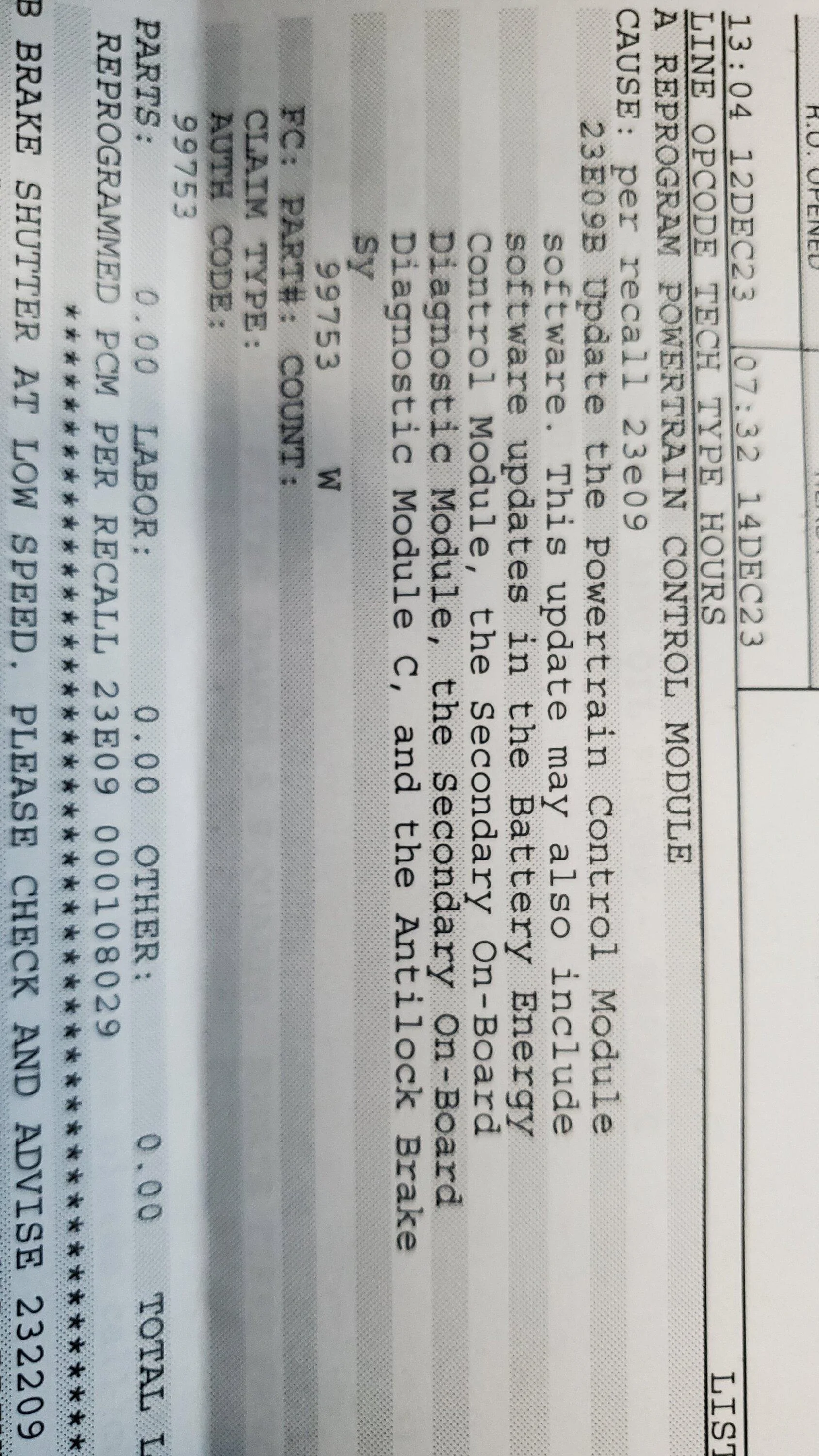 Ford Maverick Power Train Control module recall applied last week any else have this done yet? it done 20231221_103028