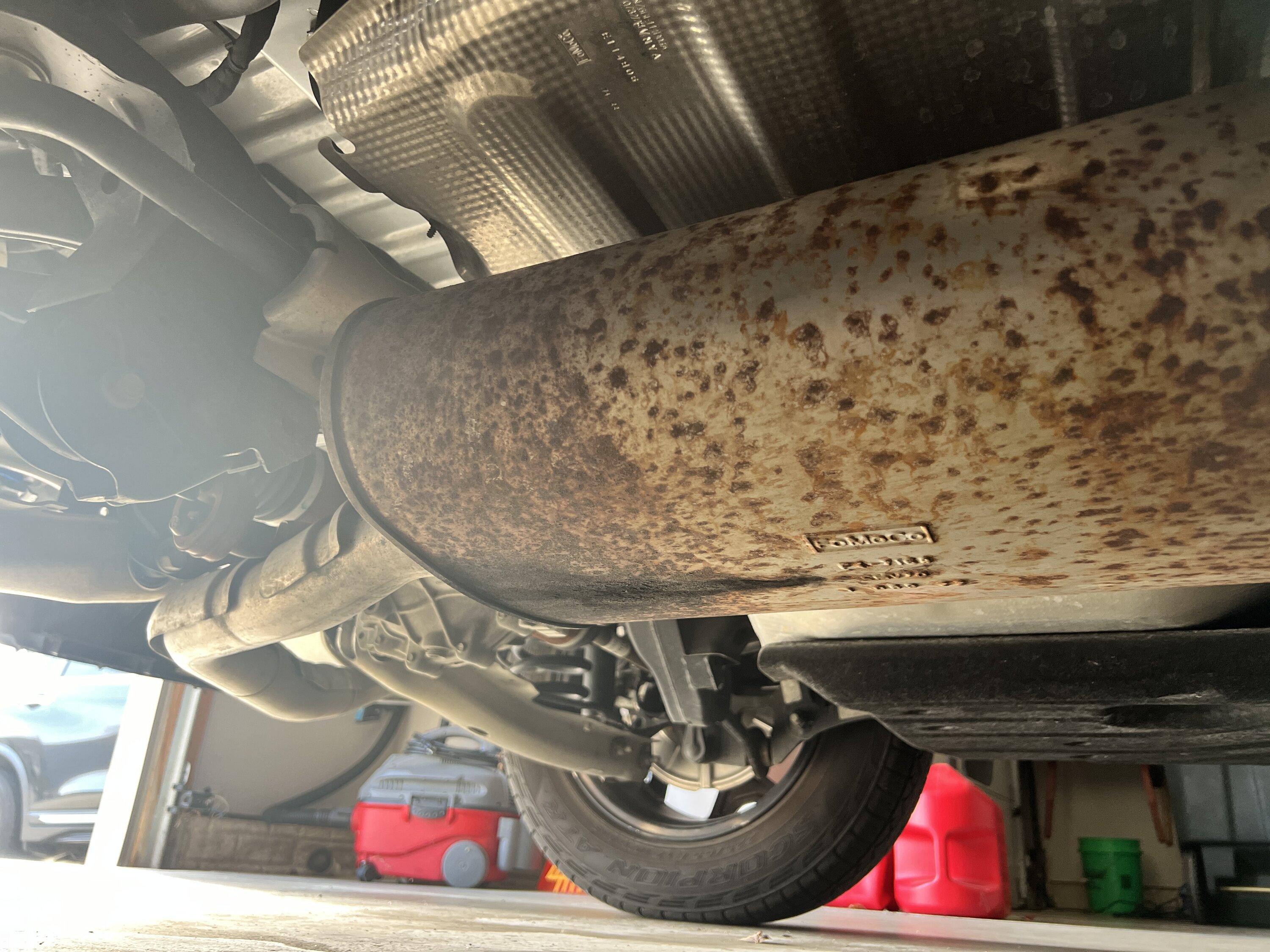 Ford Maverick Rust on Exhaust - Black sludge on Garage Floor IMG_6081
