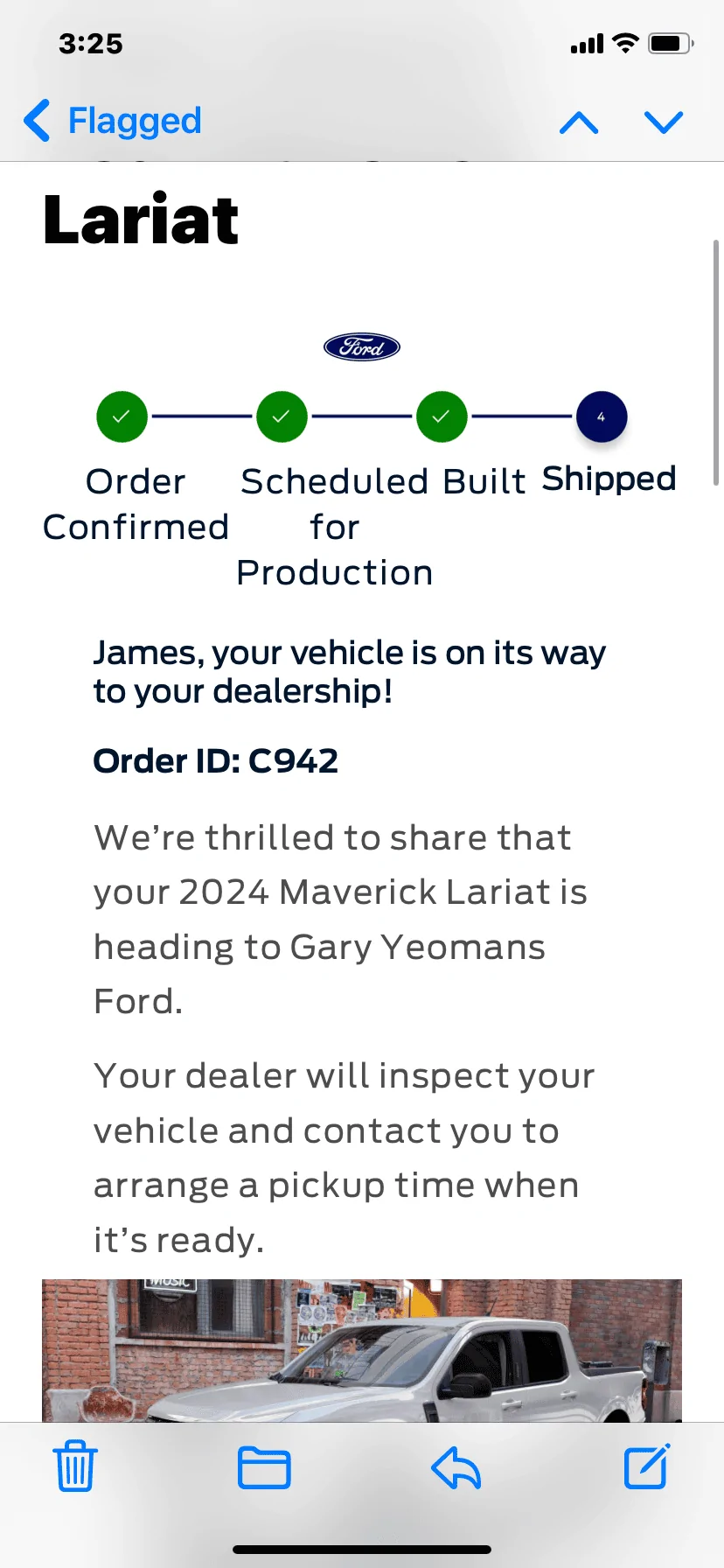 Ford Maverick What does the number 4 mean in the shipped circle? IMG_6648