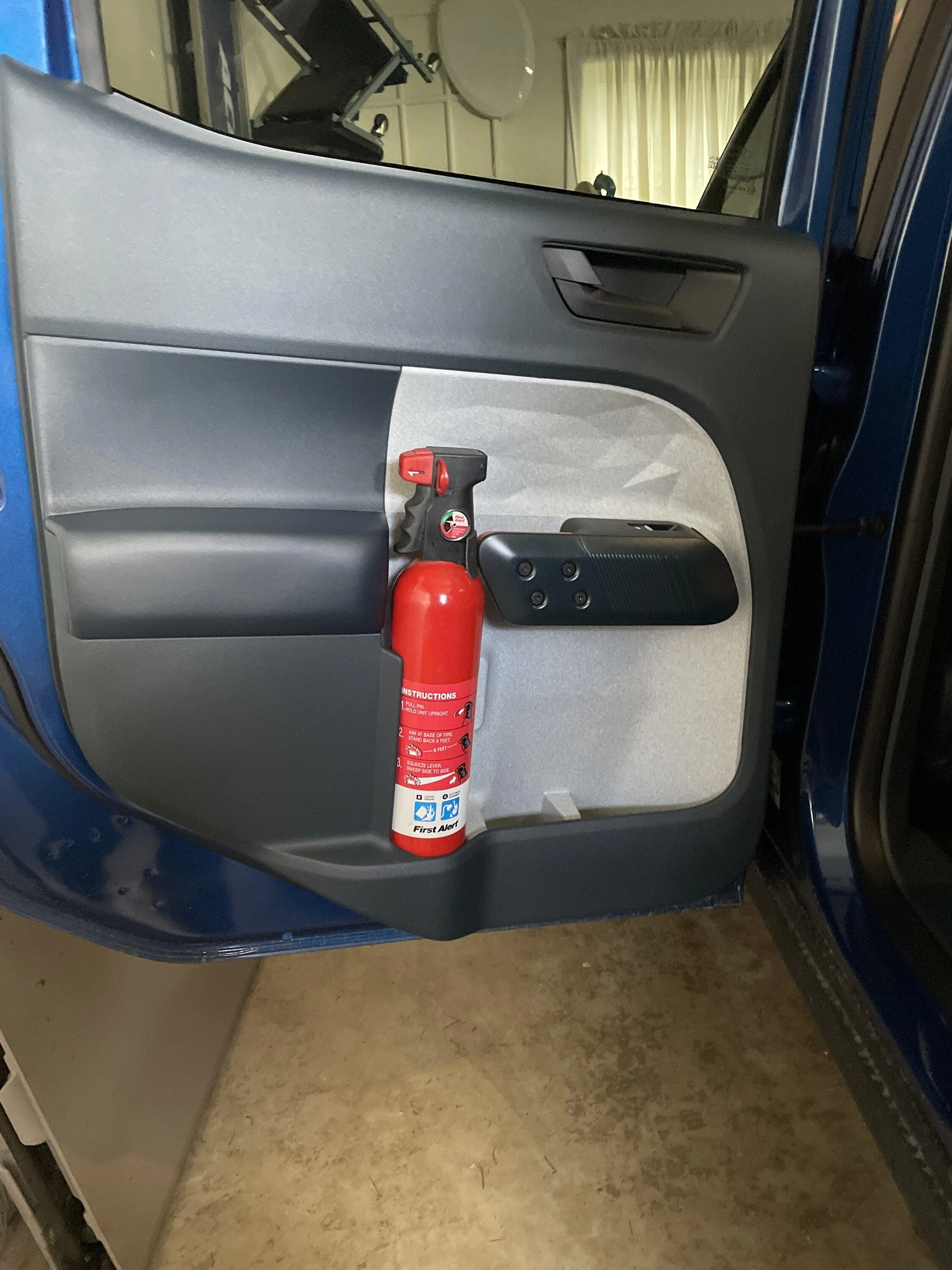 Ford Maverick Bed storage cubby box fits a small fire extinguisher imag