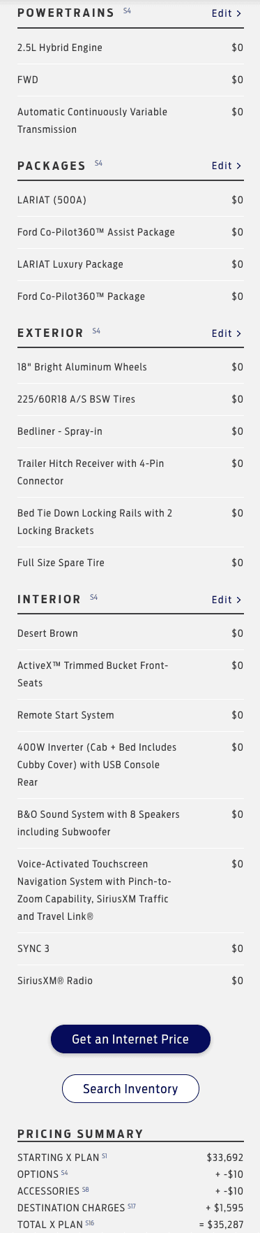 Ford Maverick X-plan not listed on window sticker 1704758266183