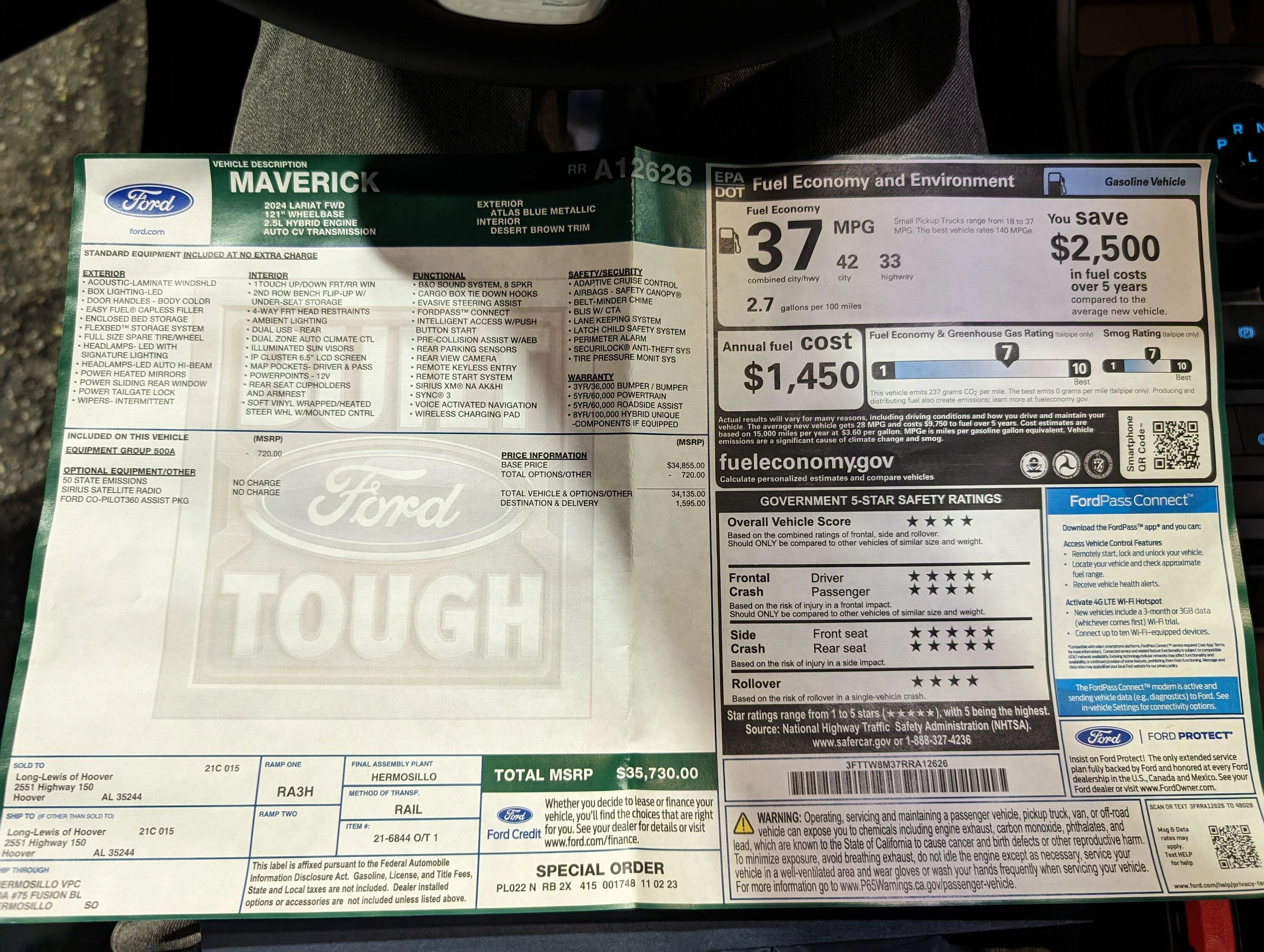 Ford Maverick 2024 Lariat Hybrid for sale 1000003915