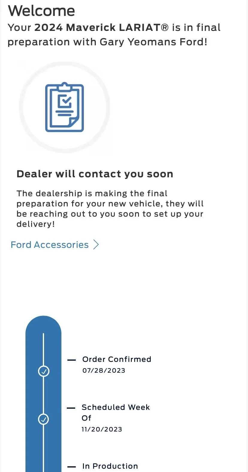 Ford Maverick My 2024 Lariat Hybrid order update IMG_6811