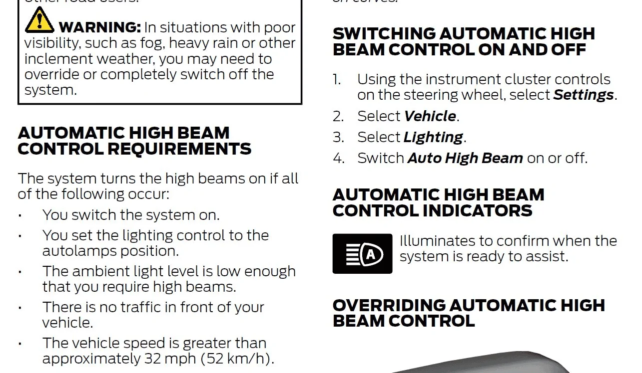 Ford Maverick Auto dimming headlights not working 1704990497988