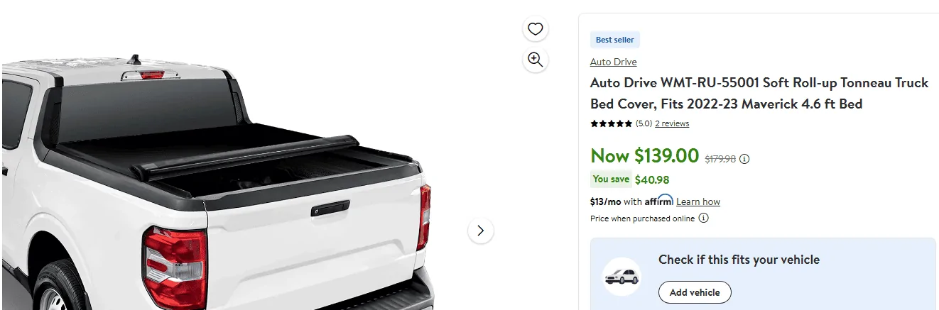 Ford Maverick Soft-roll bed cover from the big Mart! 1705323654590