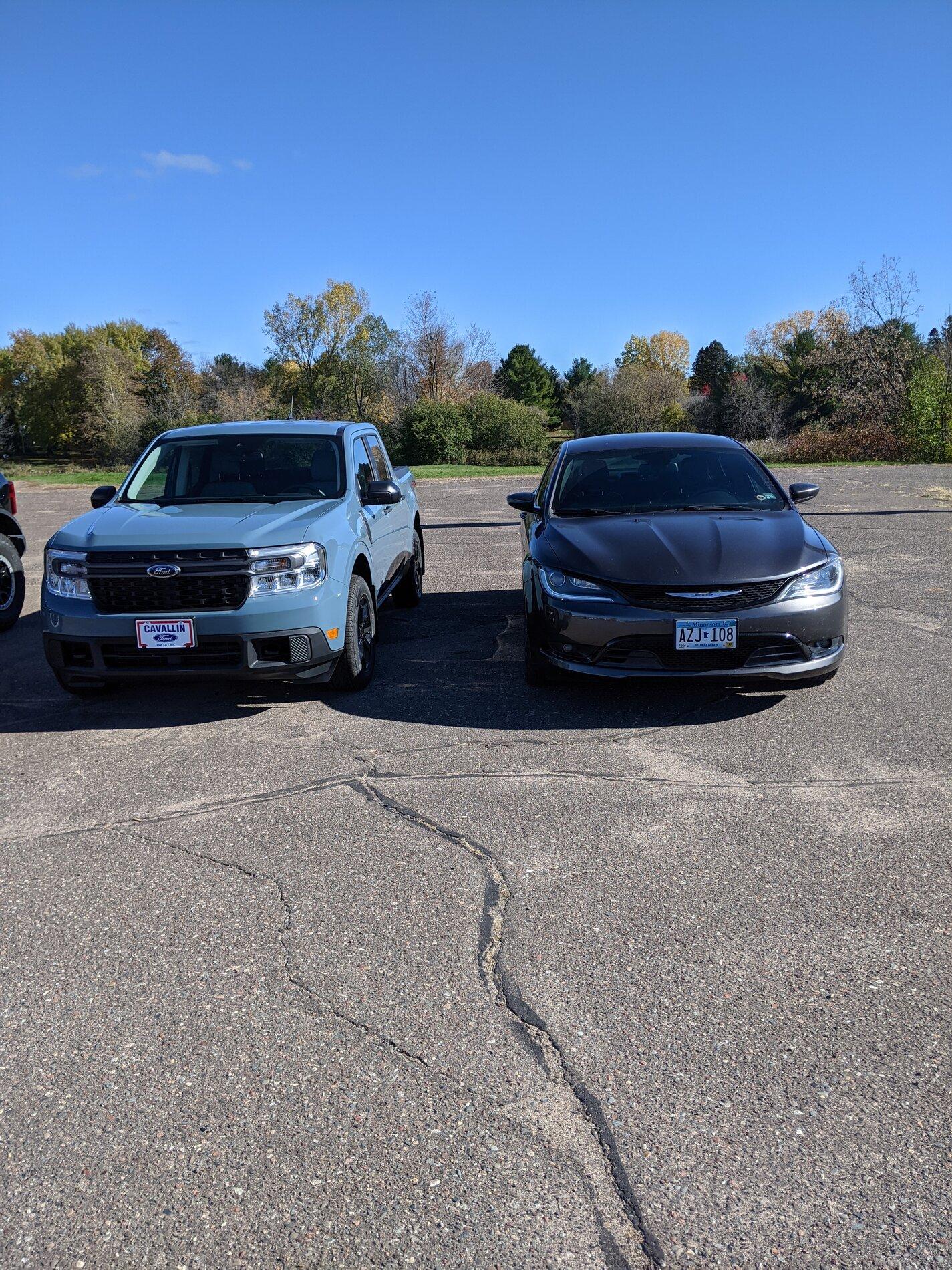 Ford Maverick Ford Maverick size vs 2016 Chrysler 200 PXL_20211025_180657412