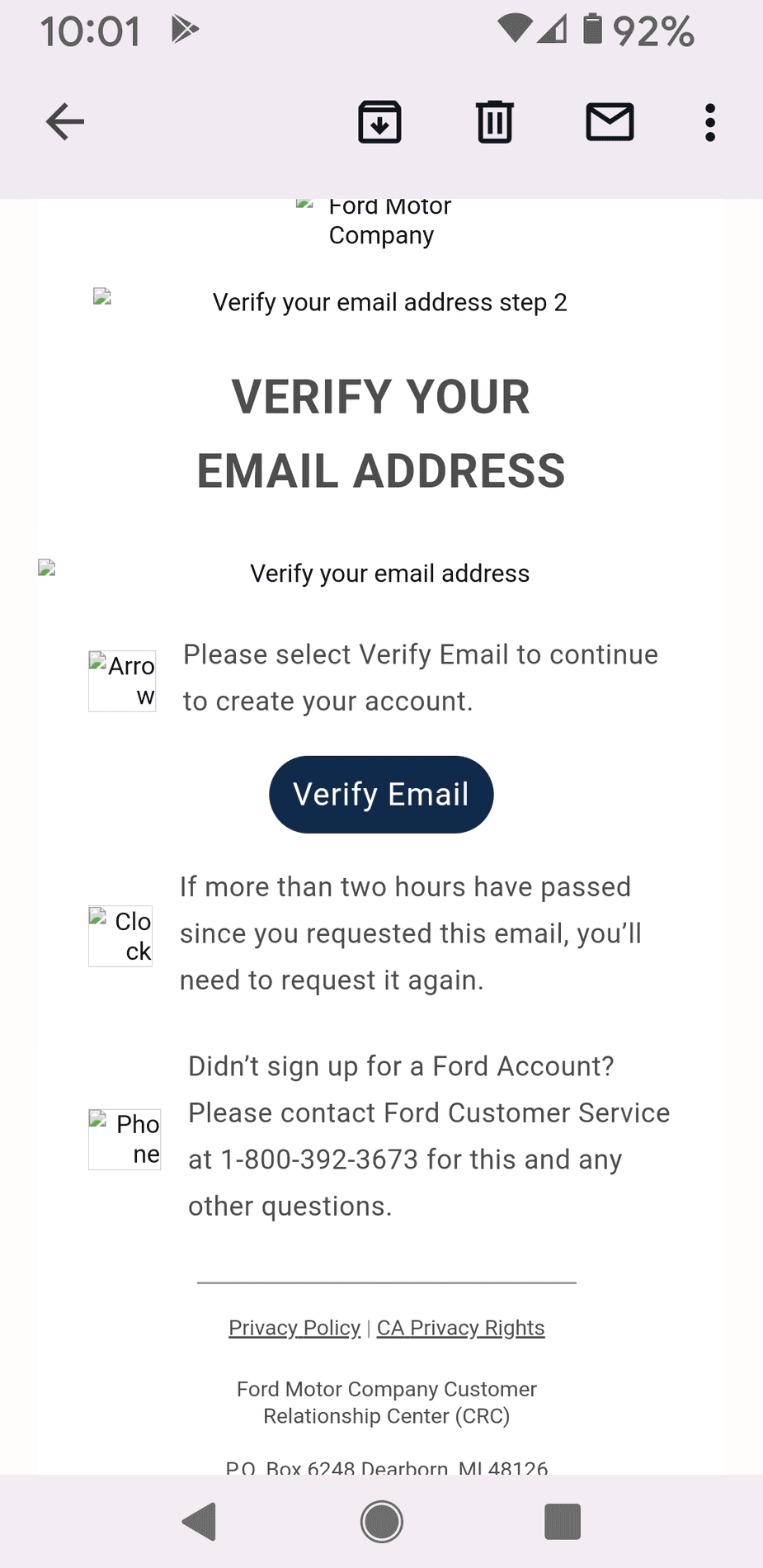 Ford Maverick Help Email from Ford real or scam Screenshot_20211026-100150