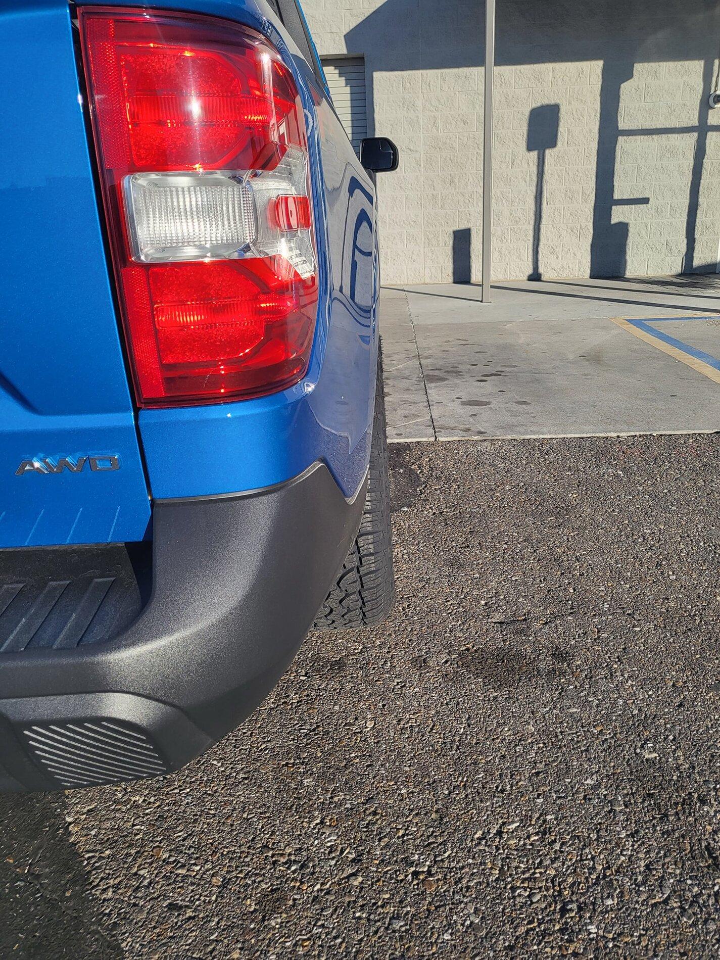 Ford Maverick VELOCITY BLUE Maverick Photos Thread 245:65:17 open country 3 tires on velocity blue 2022 ford Maverick 1