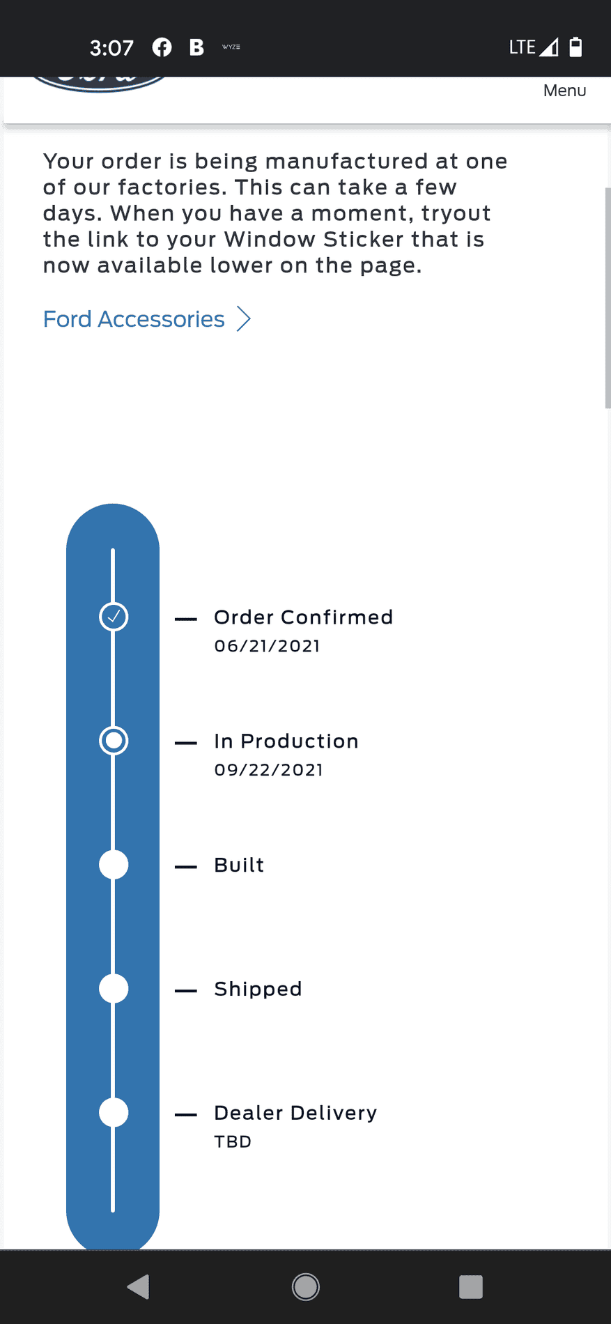 Ford Maverick Vehicle status - in production for over a month? Screenshot_20211031-150752