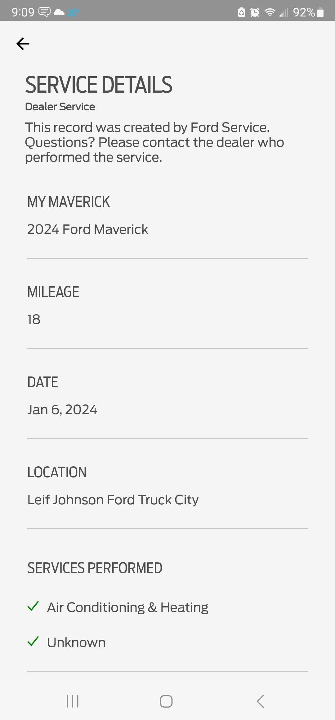 Ford Maverick Ford dealer denies Service performed on Fordpass Screenshot_20240116_090937_FordPass