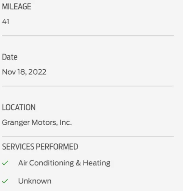 Ford Maverick Ford dealer denies Service performed on Fordpass Ford ESP - Granger in Service History