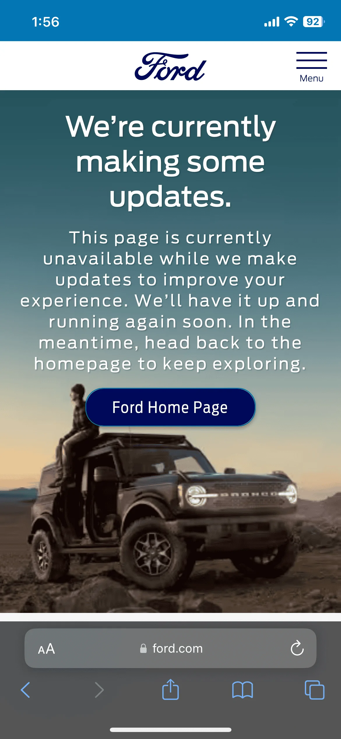 Ford Maverick Ford.com and FordPass not working today? IMG_0471