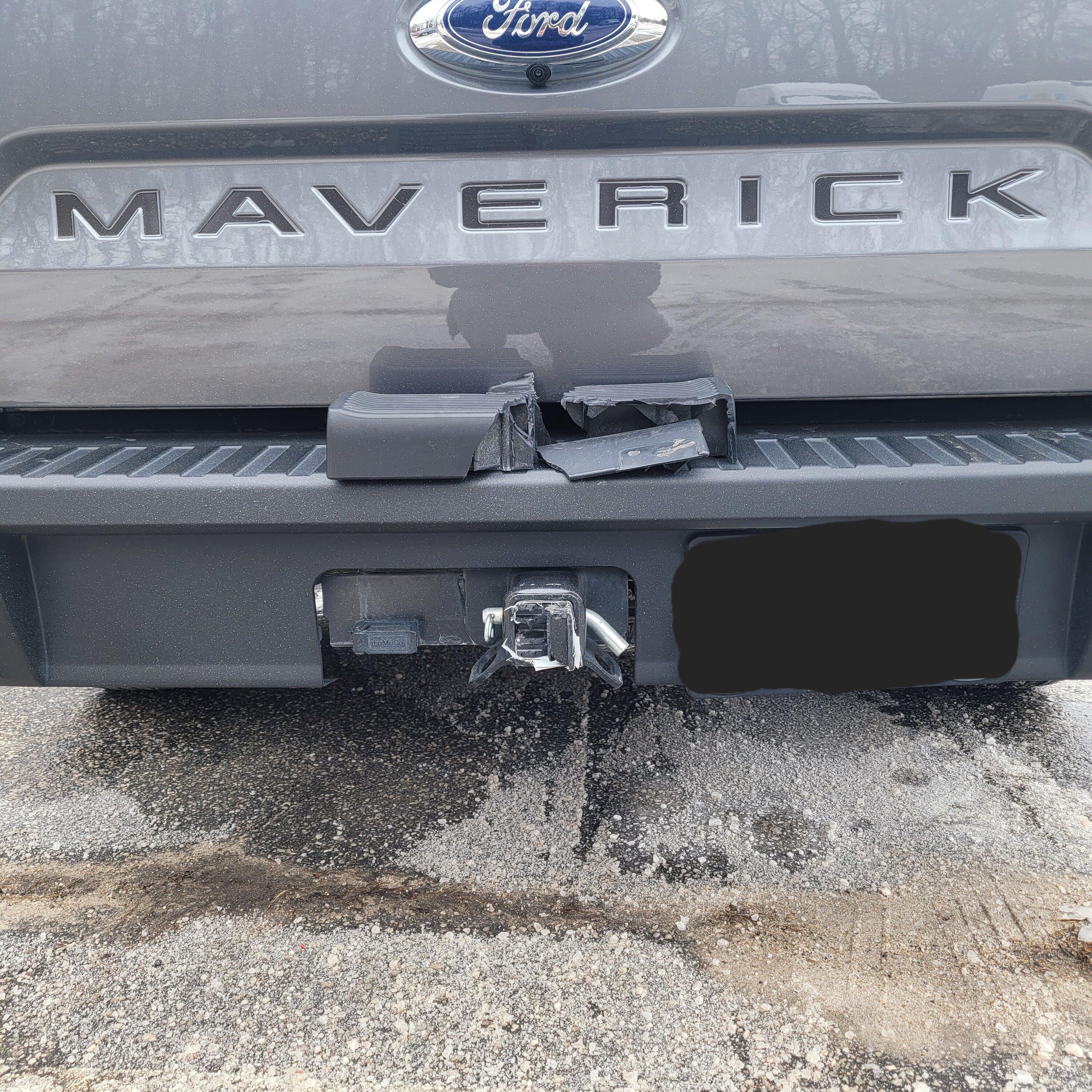 Ford Maverick Got rear ended this morning - hitch step saved my Mav 20240118_100133
