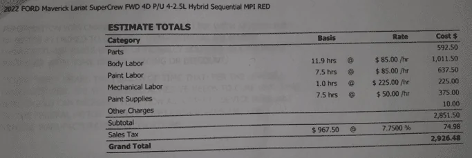 Ford Maverick Low speed collision today - diminished value claim? 1705881739626