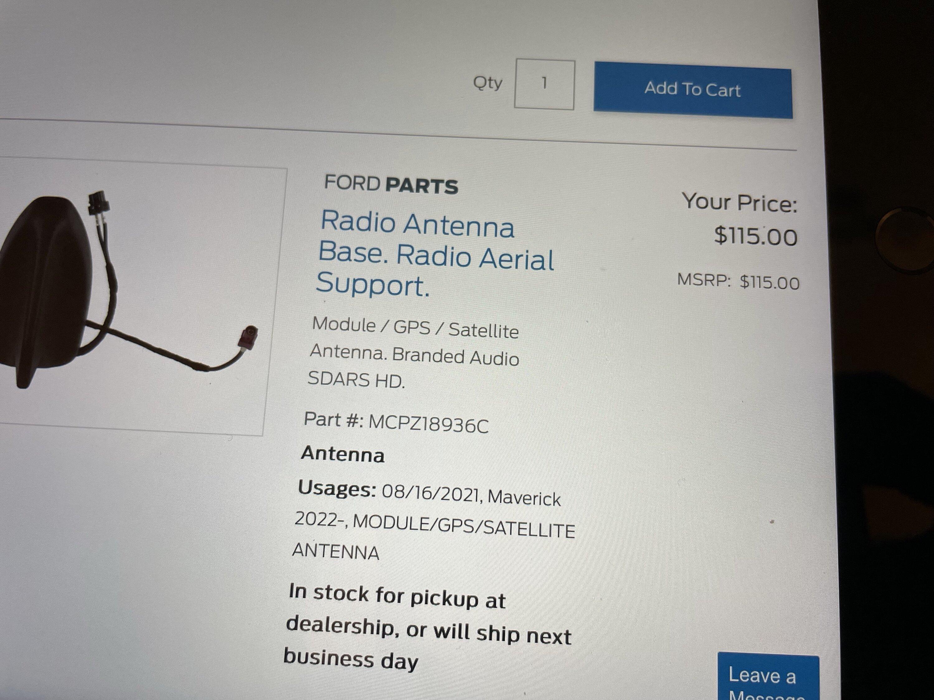 Ford Maverick Bought the Vais SiriusXM internal kit; anybody else installed one of these? IMG_2202