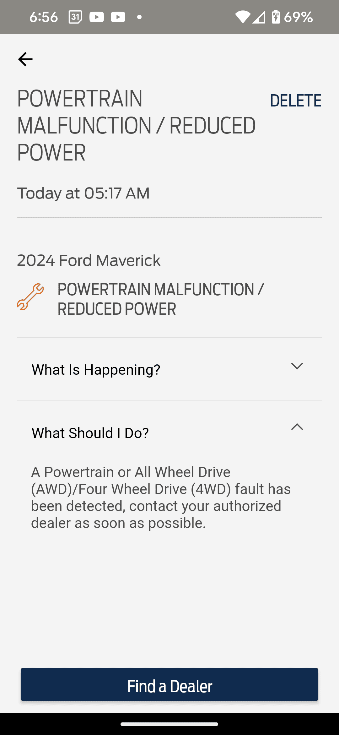 Ford Maverick Service Engine soon warning: "The powertrain control system has detected an internal fault in a control module" IMG_20240122_103947