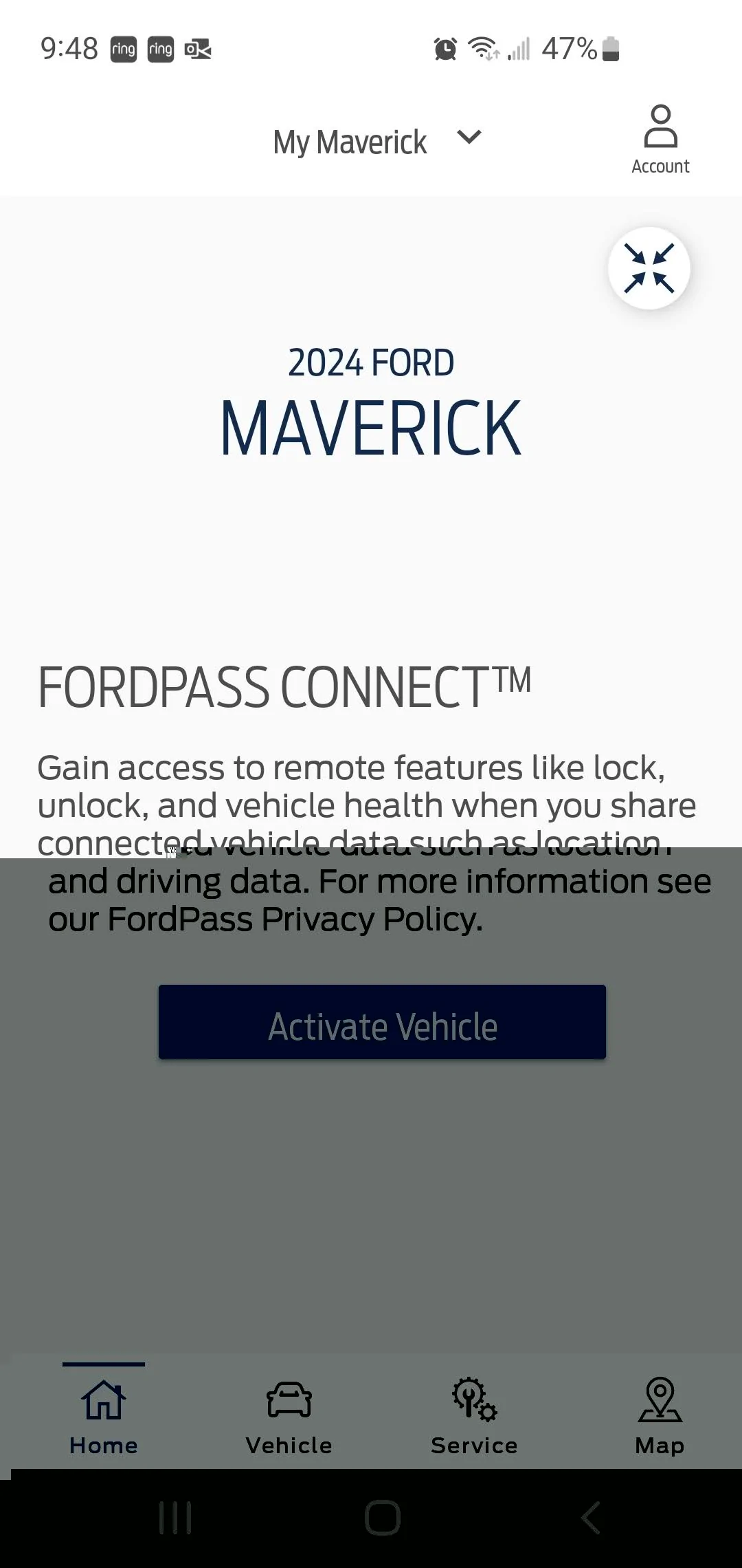 Ford Maverick When can I "Activate Vehicle" on Fordpass Connect? Screenshot_20240122-214859_FordPass