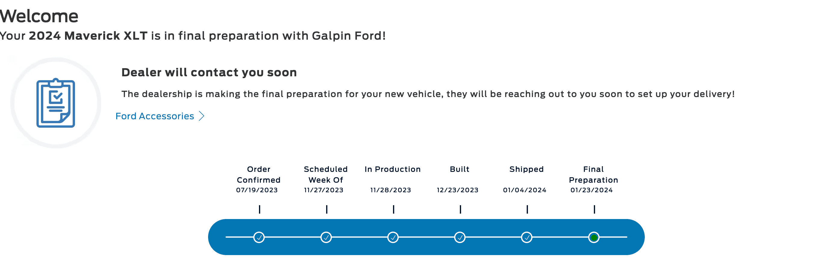 Ford Maverick Anyone here with a 11/13 build week or later had their production delayed? Screenshot 2024-01-23 at 9.23.22 AM