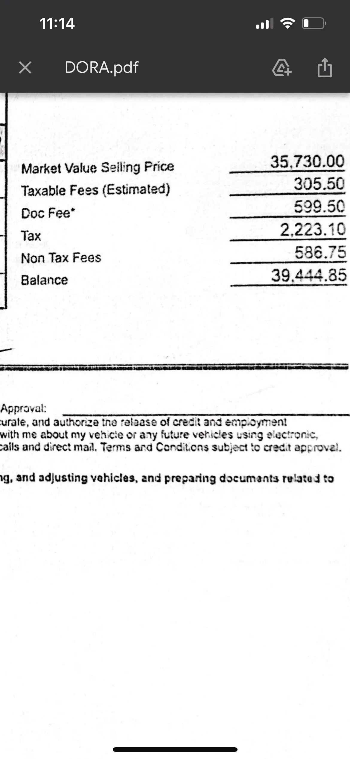 Ford Maverick Fees explanation on DORA IMG_9067