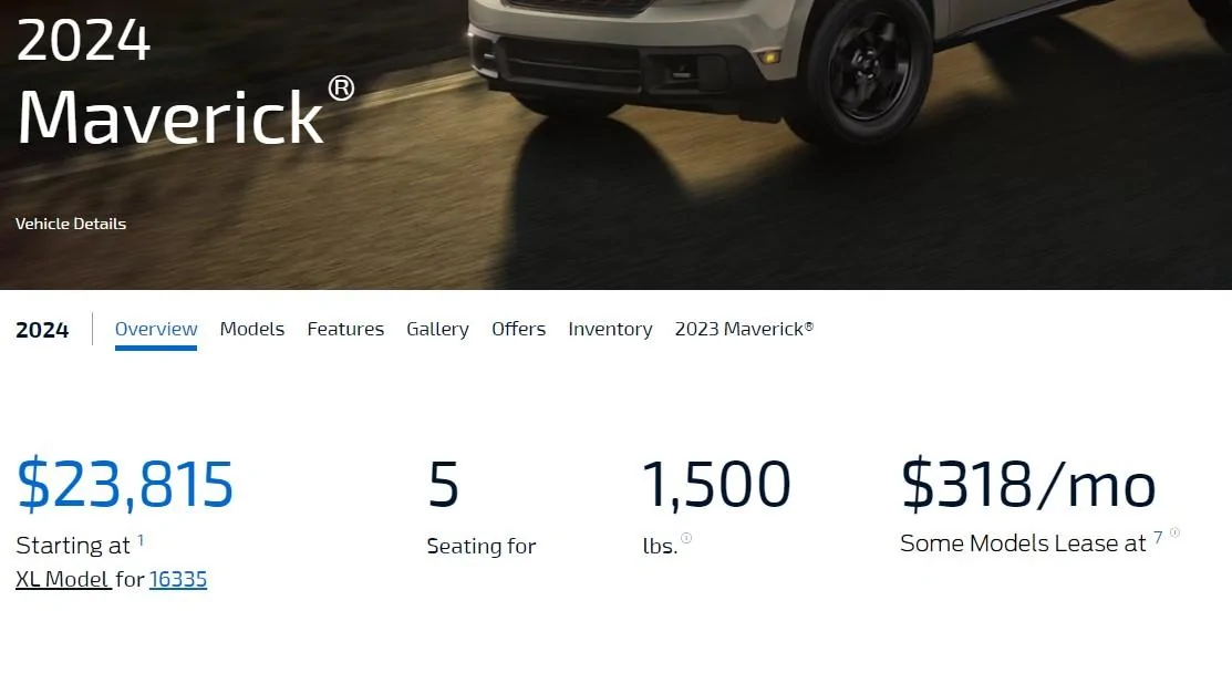 Ford Maverick Ford back to early 80's with Maverick pricing... mav2024A