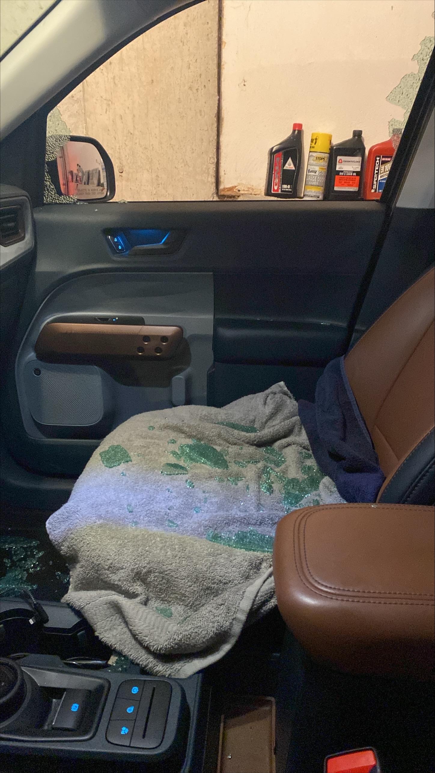 Ford Maverick Passenger Side Glass Shattered Image