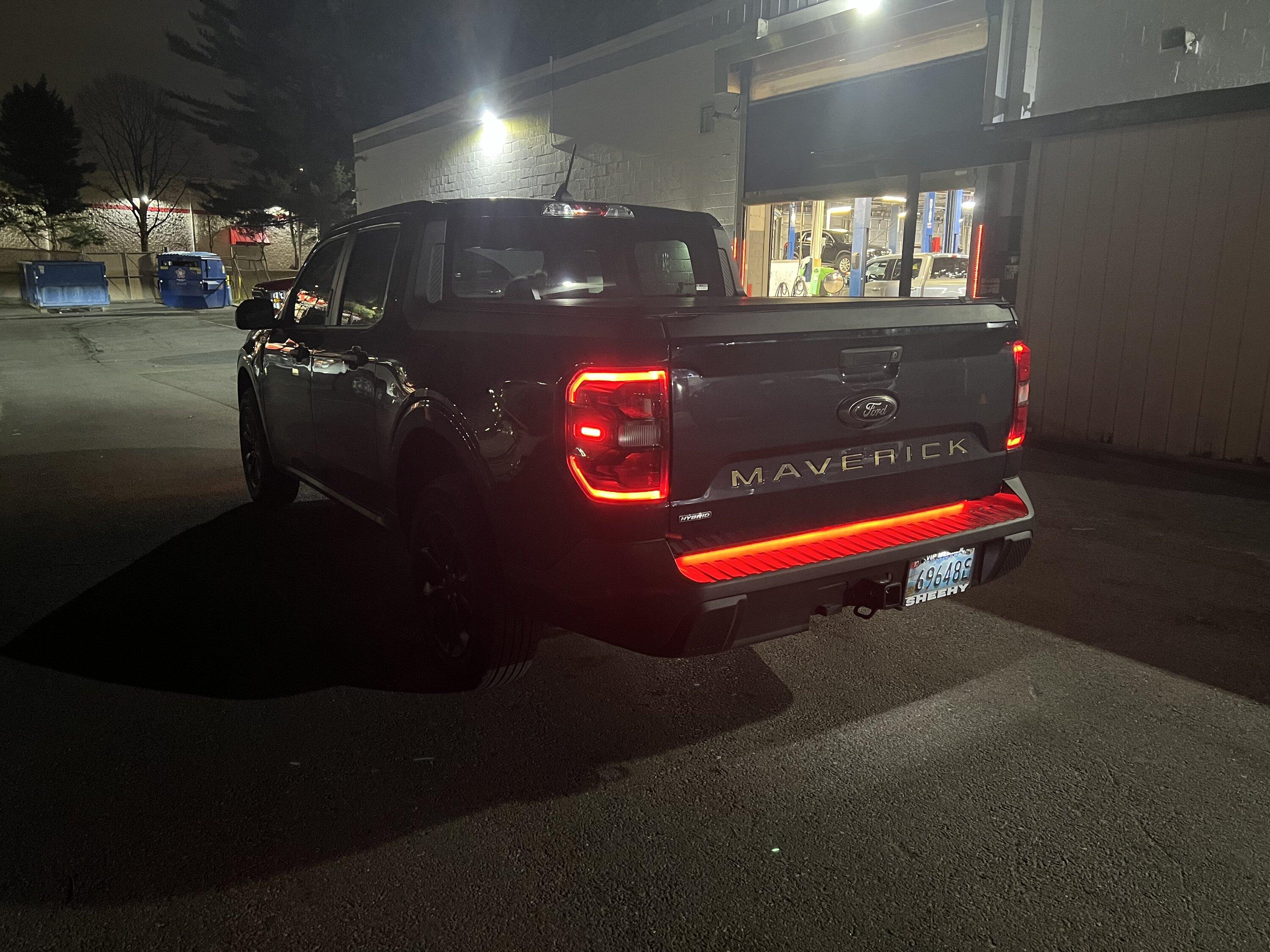Ford Maverick Tailgate Led bar install using OPT7 lighting harness. IMG_7890