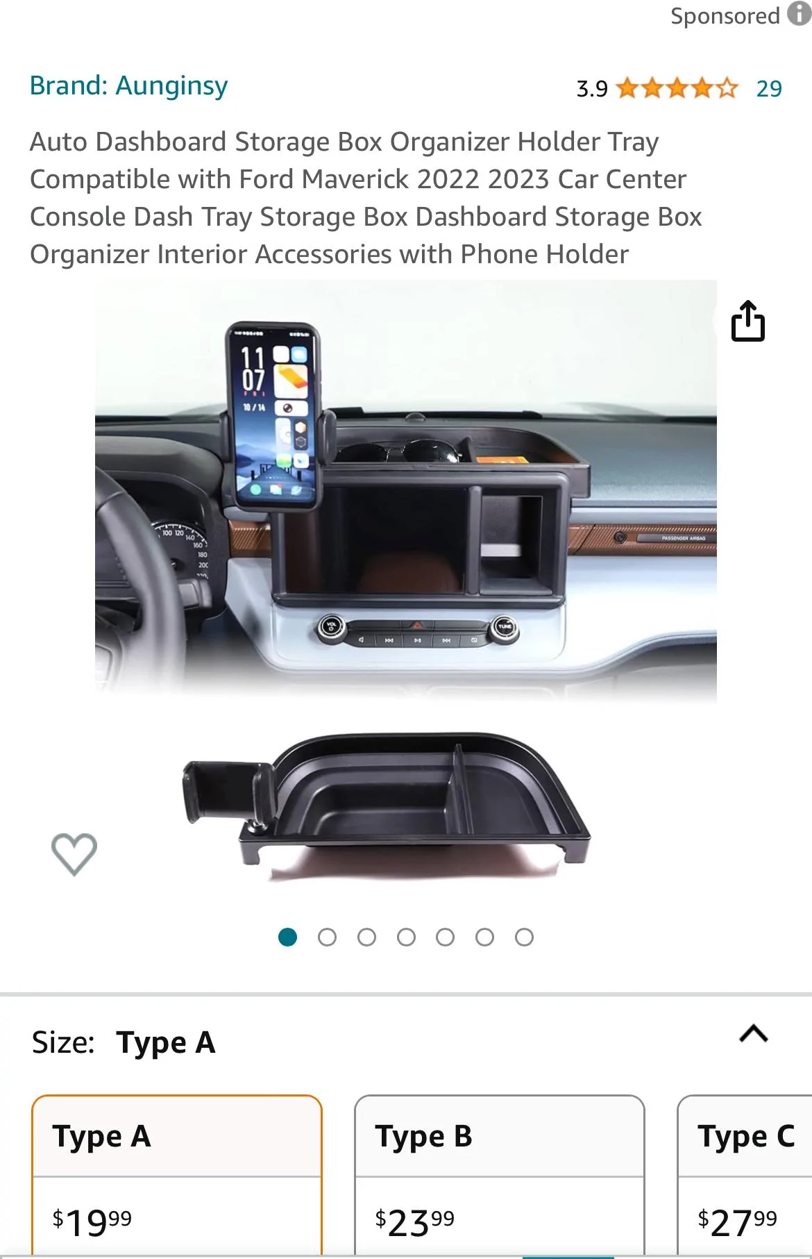 Ford Maverick Dashboard storage box IMG_4701