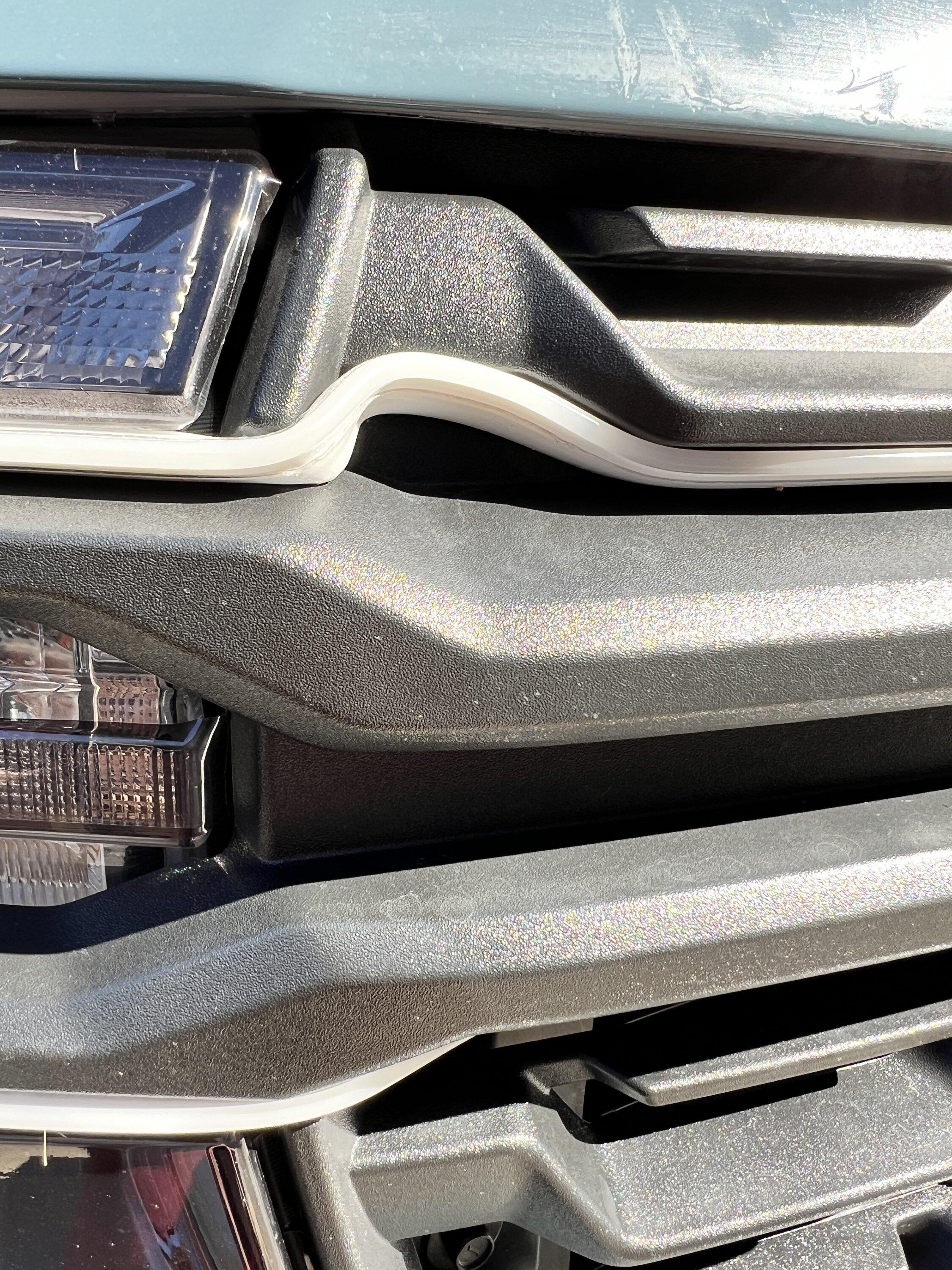 Ford Maverick LED lights installed along hood/grille IMG_0546