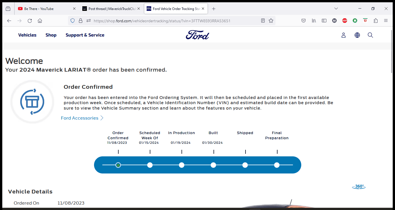 Ford Maverick Is My Order Tracker Broken or Confused? 2024-01-31 (1)