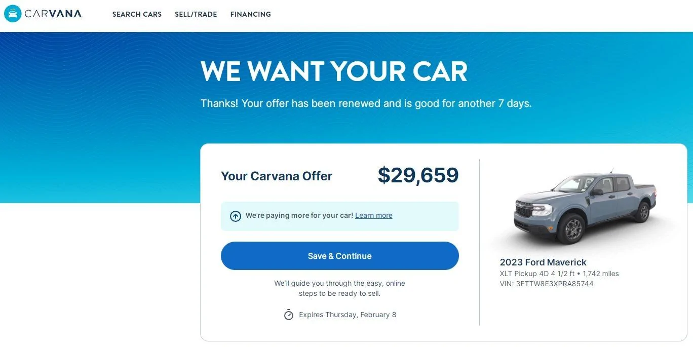Ford Maverick Market changing Carvana XLT Maverick Hybrid 2024-02-01