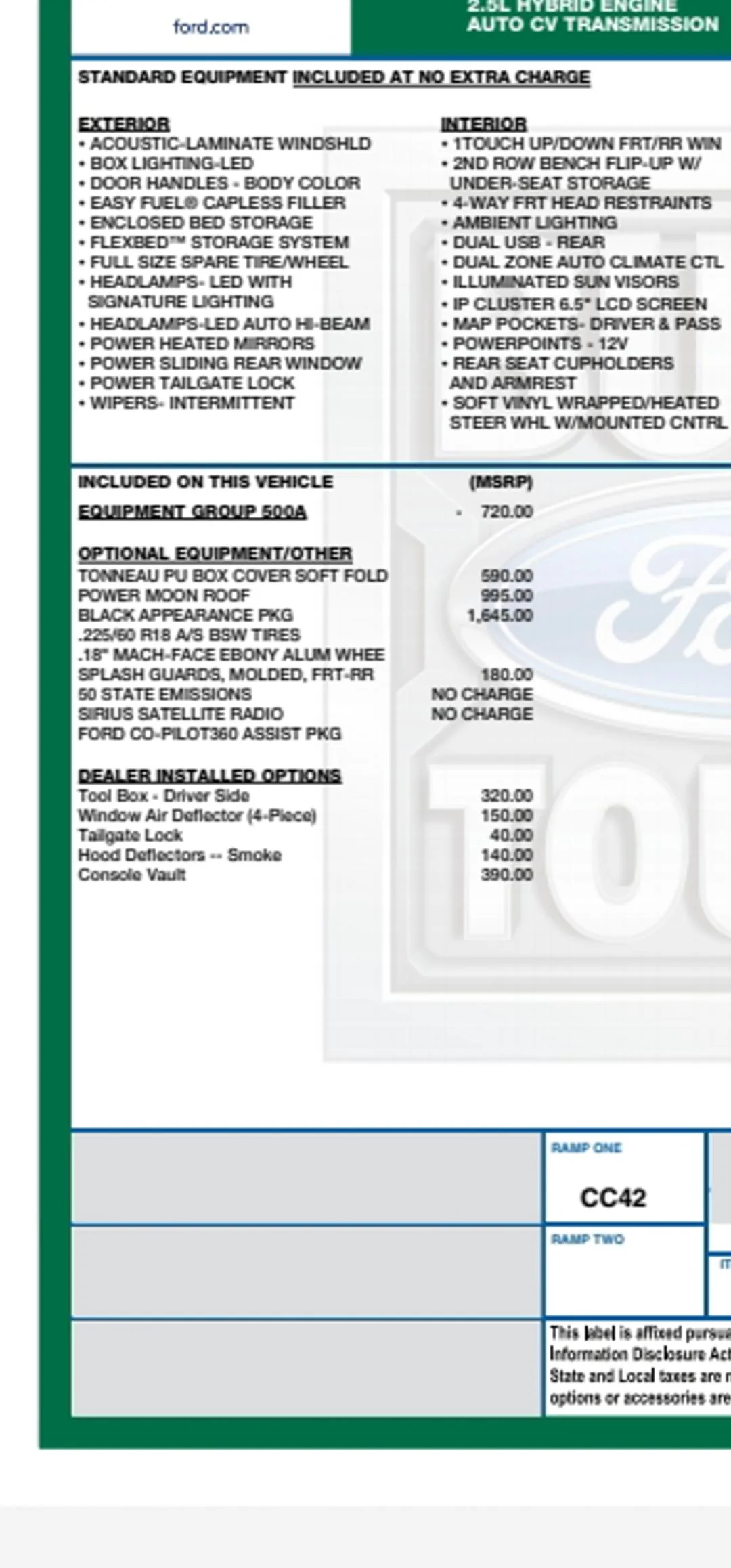 Ford Maverick Dealer options added/ Removal Screenshot_20240203_115633_Gallery