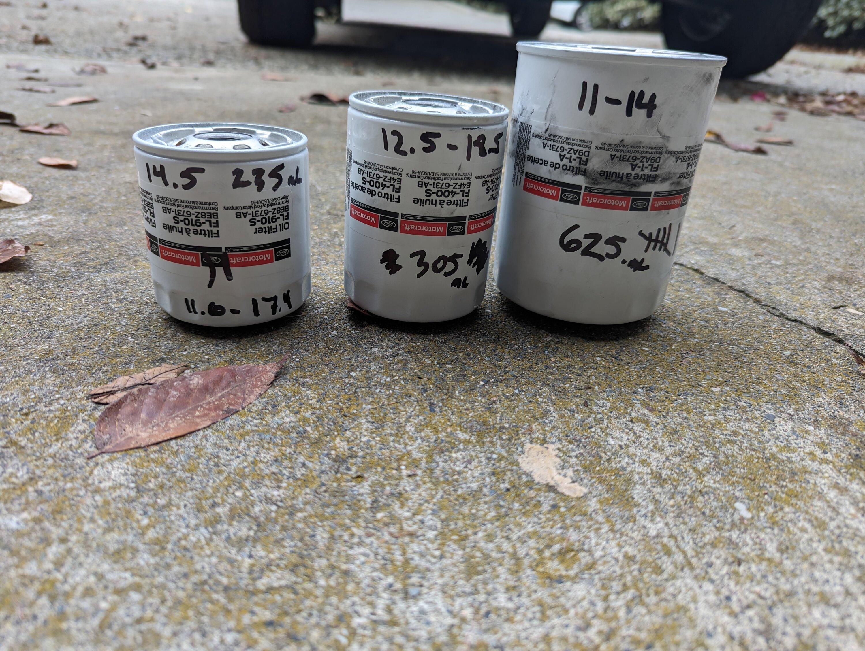 Ford Maverick Comparison of various larger oil filters PXL_20240203_223631516