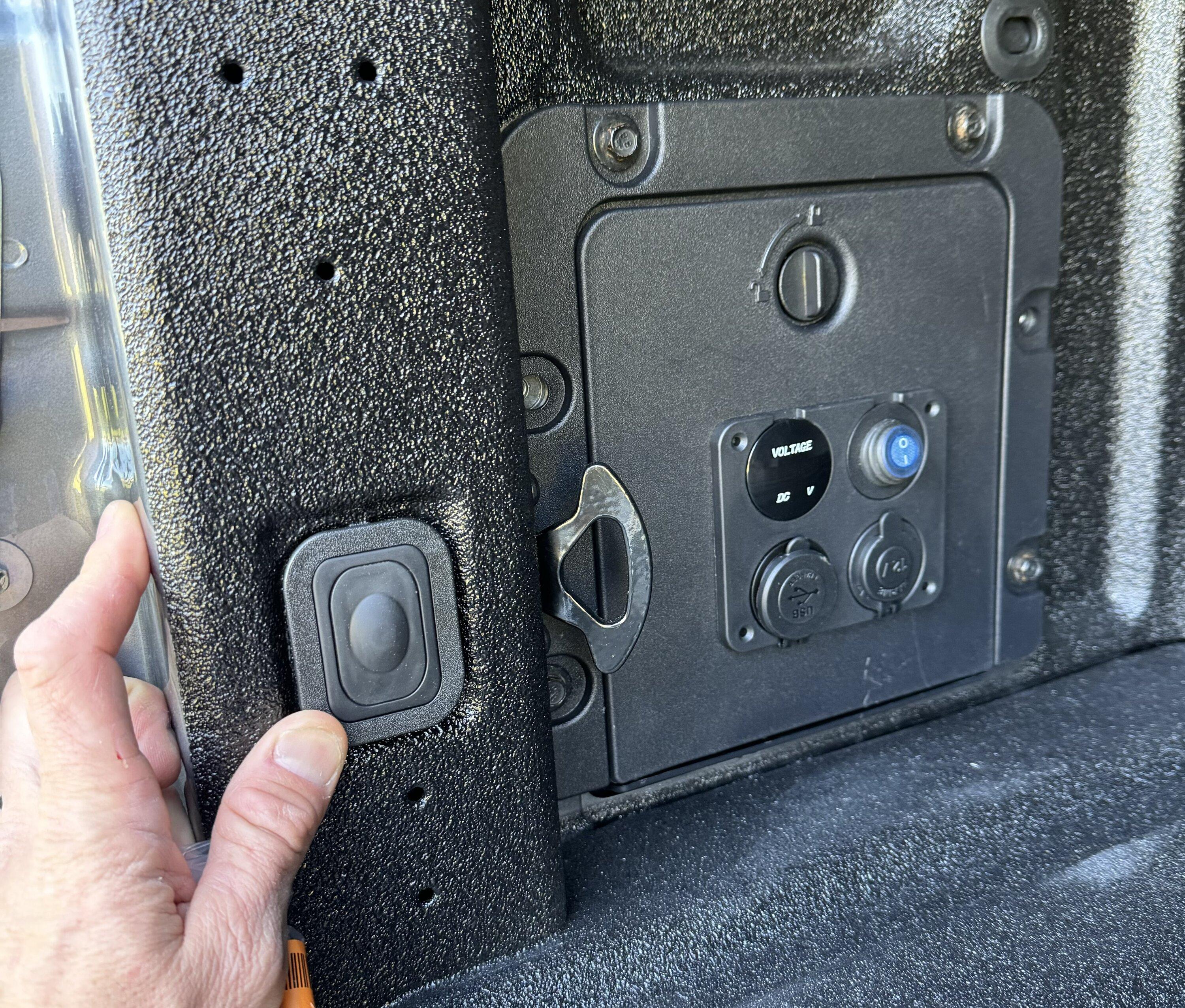 Ford Maverick Bed lighting 12v button IMG_4413
