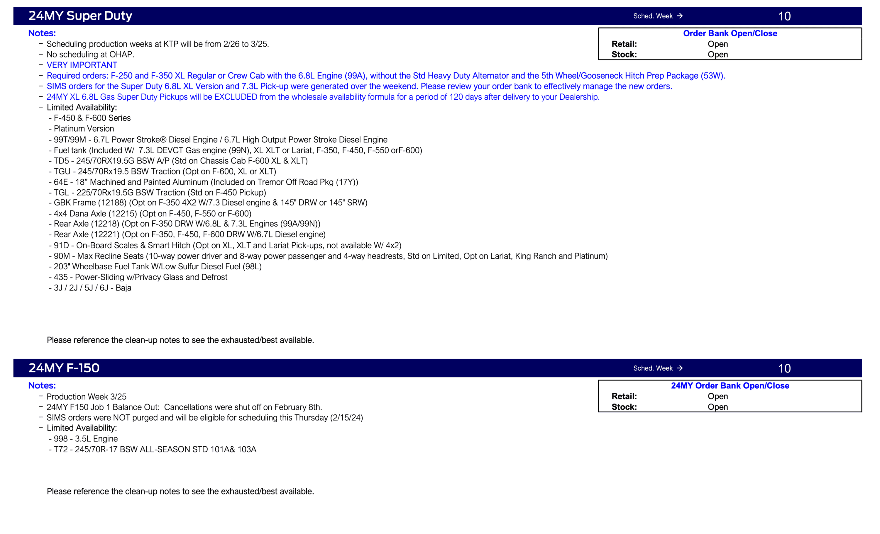 Ford Maverick 2024 Maverick Early Commit / No Stock Scheduling This Week (2/15/24) for Production Weeks 4/1 - 4/22 Ford Scheduling Notes - 2.12.24-4