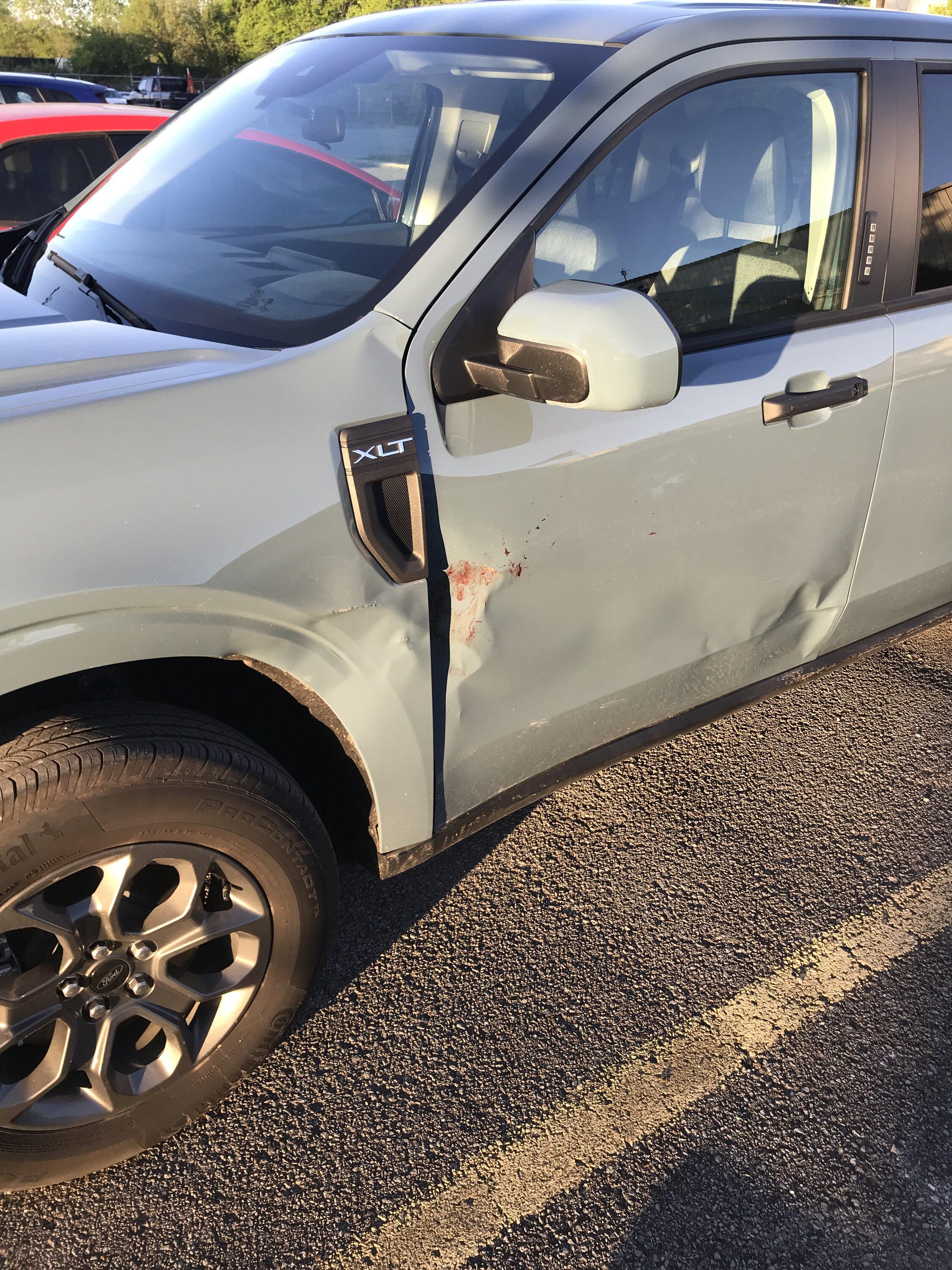 Ford Maverick Deer collision damage results in $6k repair. Insurance lessons learned Deer Damage1.JPG