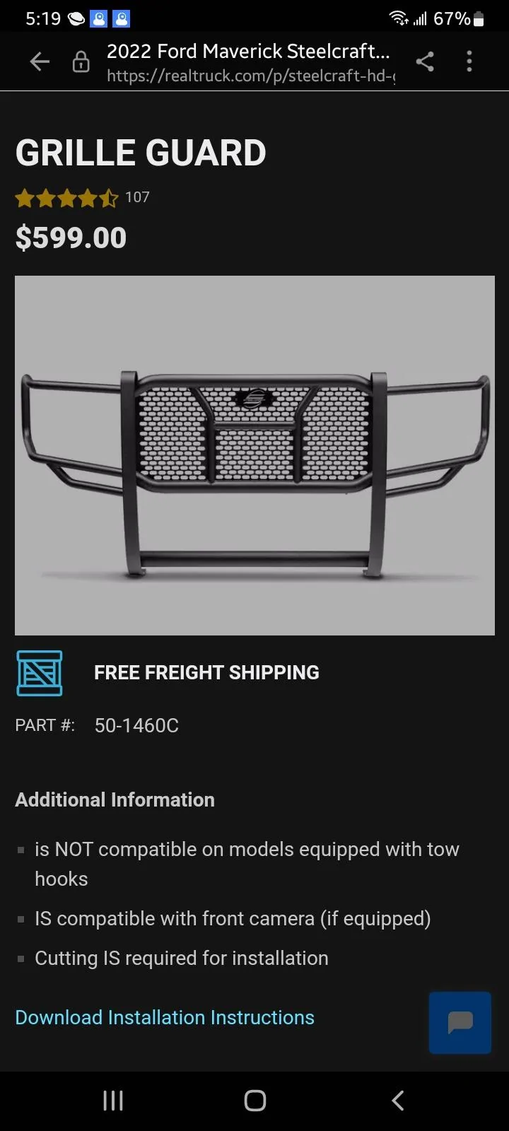 Ford Maverick Full Grill Guard & Topper for the Ford Maverick available Screenshot_20240208-171949_Samsung Internet