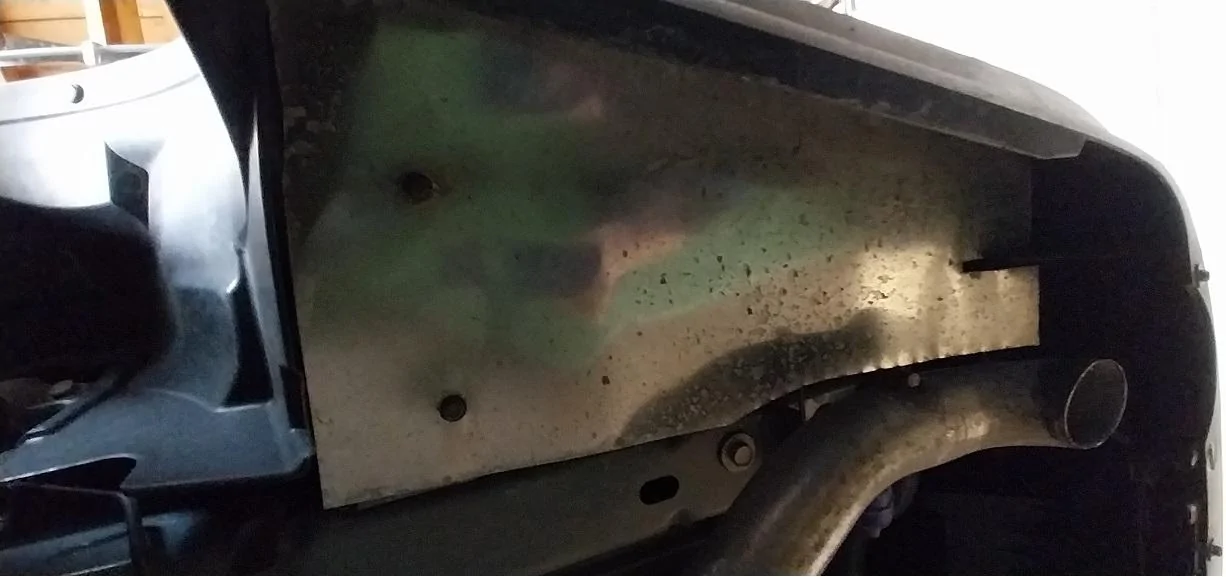 Ford Maverick DIY - build shield to cover underbody cavity behind left rear tire Left Rear Cover Panel installed