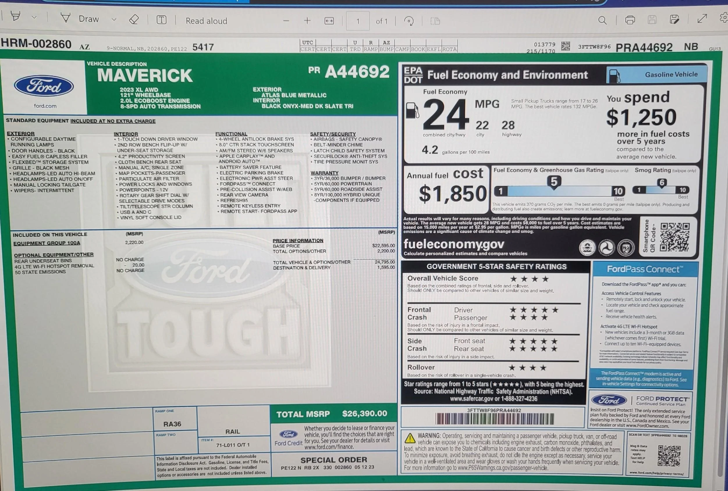 Ford Maverick Anyone else with 2/19 build date? 20230515_173334_resized[3550]