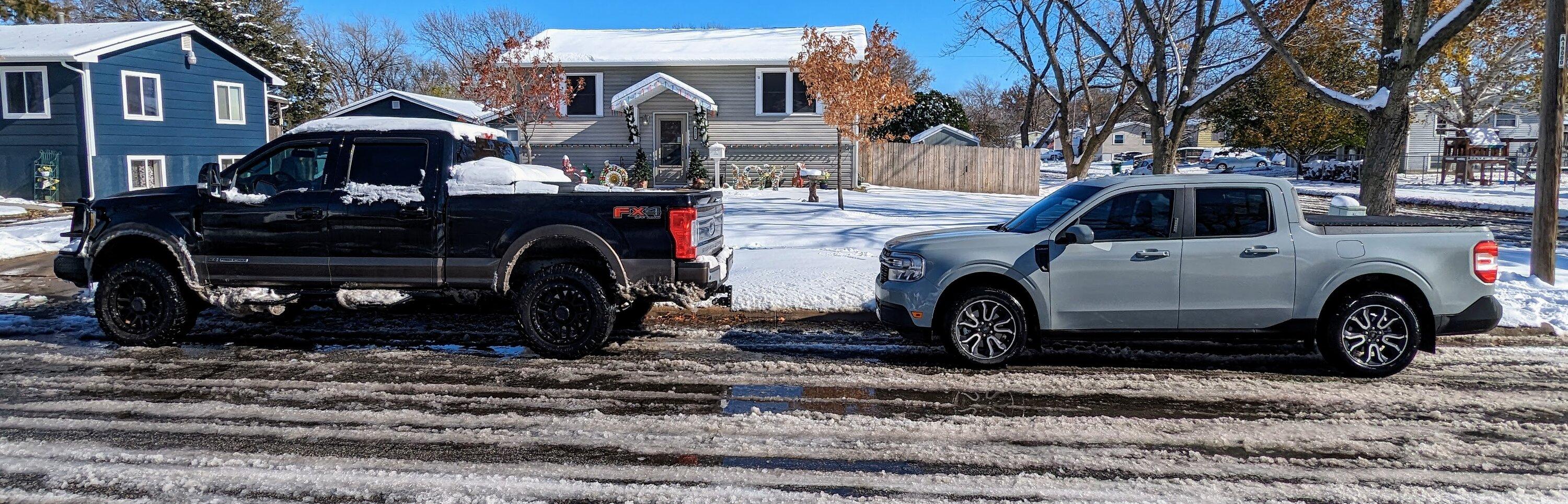Ford Maverick Post your Maverick next to ridiculously large trucks - photos thread PXL_20231126_190039530